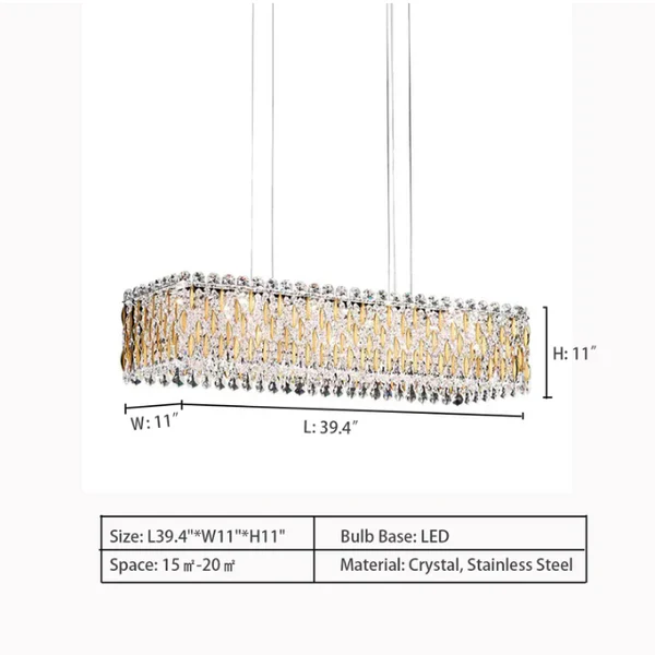 Extra Large Luxury Rectangle Crystal Pendant Chandelier for Living/Dining Room/Kitchen Island - Image 10