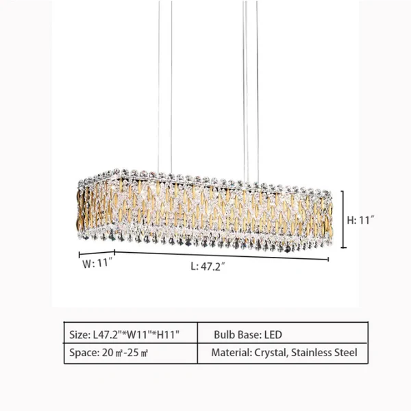 Extra Large Luxury Rectangle Crystal Pendant Chandelier for Living/Dining Room/Kitchen Island - Image 11