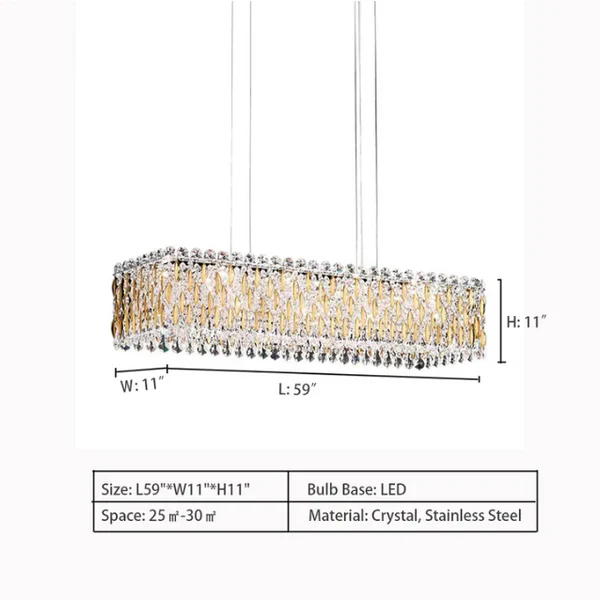 Extra Large Luxury Rectangle Crystal Pendant Chandelier for Living/Dining Room/Kitchen Island - Image 12