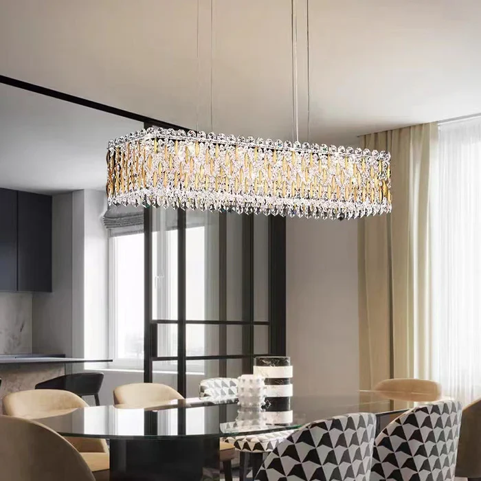 Extra Large Luxury Rectangle Crystal Pendant Chandelier for Living/Dining Room/Kitchen Island - Image 2