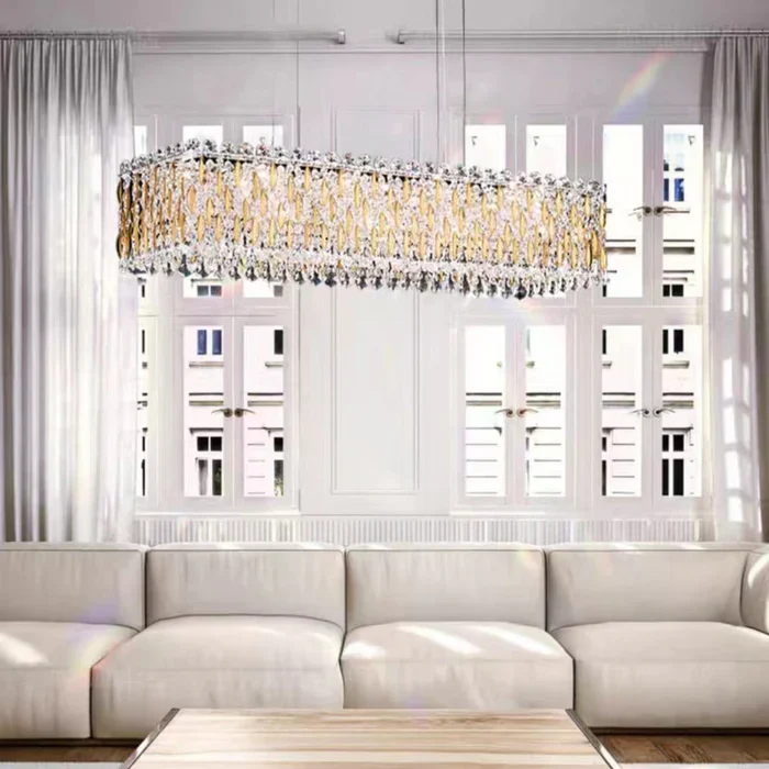 Extra Large Luxury Rectangle Crystal Pendant Chandelier for Living/Dining Room/Kitchen Island - Image 4