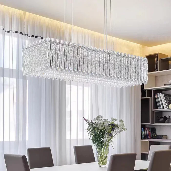Extra Large Luxury Rectangle Crystal Pendant Chandelier for Living/Dining Room/Kitchen Island - Image 5