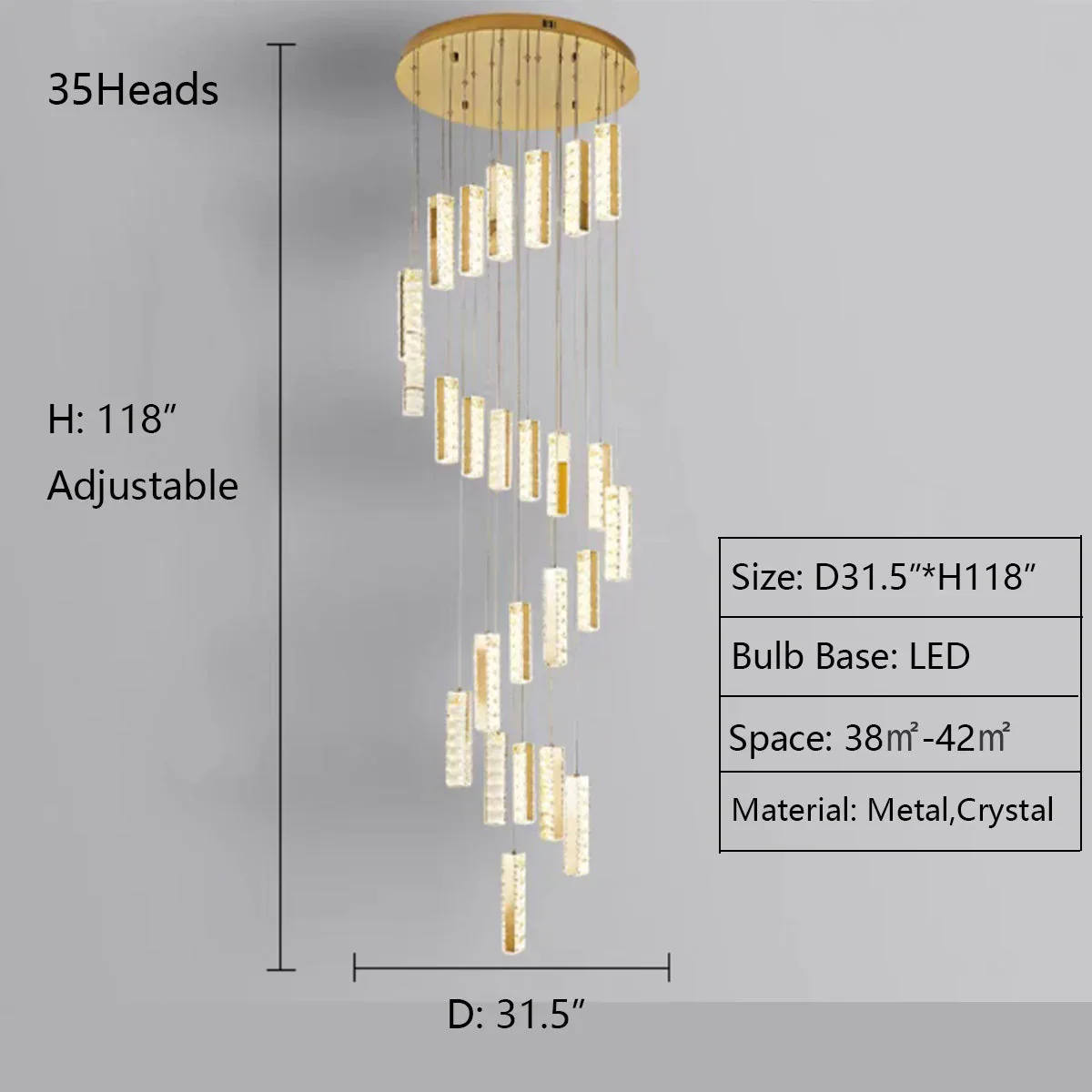 Extra Large Modern Spiral Crystal Ceiling Light Decoration for Staircase/ High Ceiling Living Room/ Hotel Lobby/ Hallway - Image 8