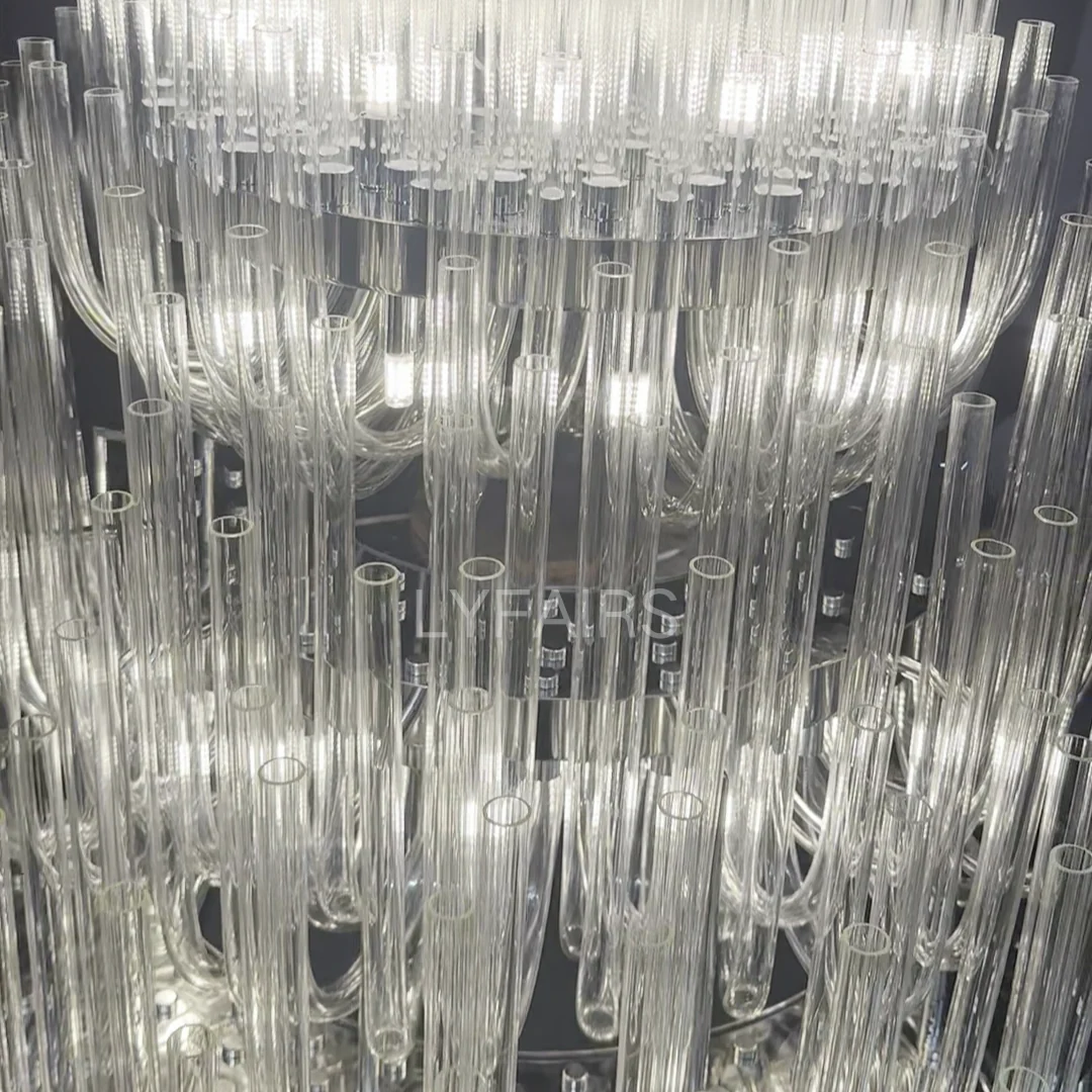 Extra Large Modern Tiers Clear Glass Tubes Chandelier for Living Room/Hotel Lobby - Image 15