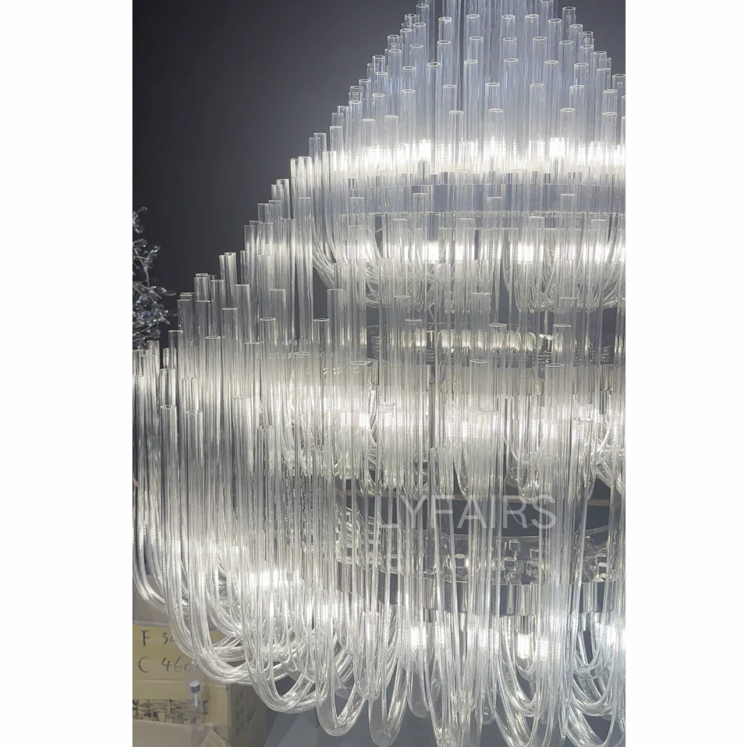 Extra Large Modern Tiers Clear Glass Tubes Chandelier for Living Room/Hotel Lobby - Image 16