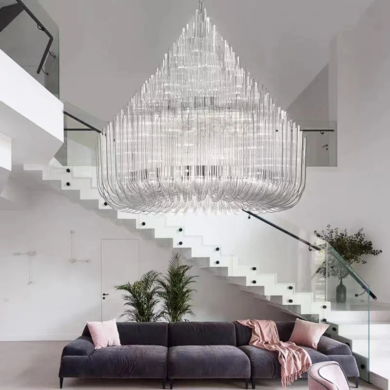 Extra Large Modern Tiers Clear Glass Tubes Chandelier for Living Room/Hotel Lobby - Image 2