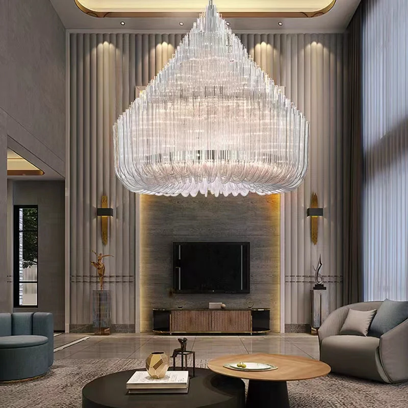 Extra Large Modern Tiers Clear Glass Tubes Chandelier for Living Room/Hotel Lobby - Image 4