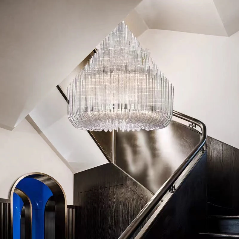 Extra Large Modern Tiers Clear Glass Tubes Chandelier for Living Room/Hotel Lobby - Image 6