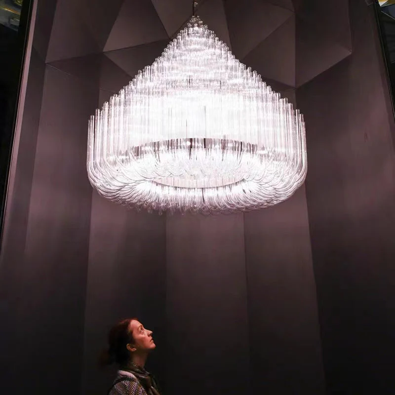 Extra Large Modern Tiers Clear Glass Tubes Chandelier for Living Room/Hotel Lobby - Image 7