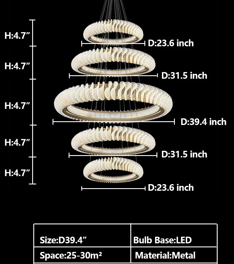 Extra Large Round Acrylic and Stainless Steel Multi-Layer Chandelier for High Ceilings - Image 24