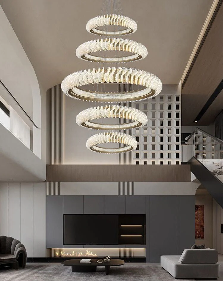 Extra Large Multi-layers Rings Crystal Chandelier Modern Art Waves Creative Pendant Light For High-ciling Foyer/Hallway/Staircase - Image 11