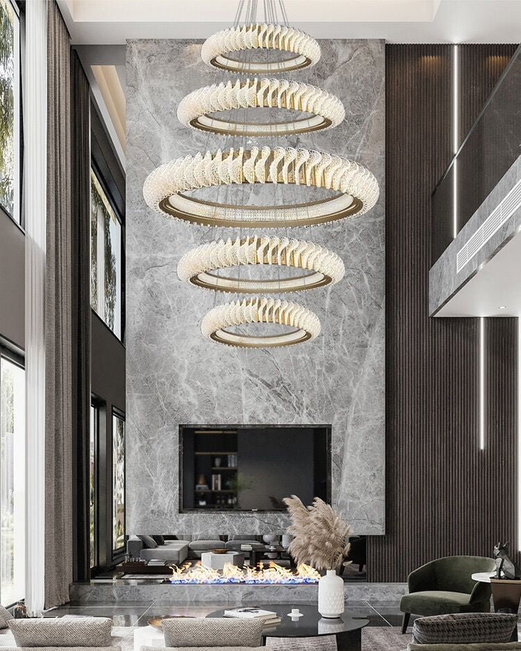 Extra Large Multi-layers Rings Crystal Chandelier Modern Art Waves Creative Pendant Light For High-ciling Foyer/Hallway/Staircase - Image 13