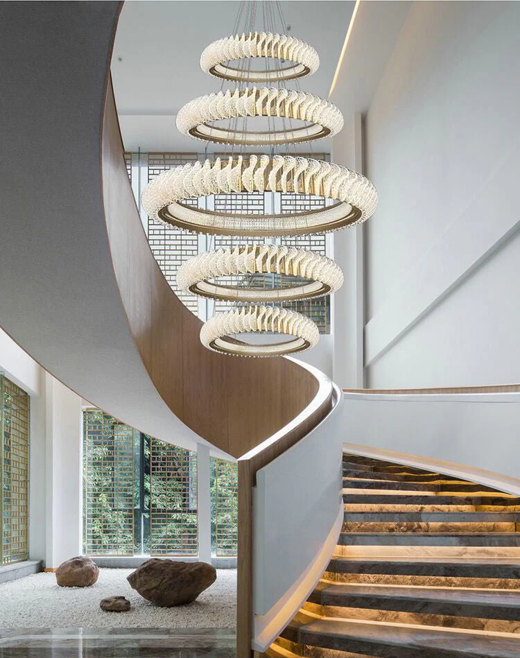Extra Large Multi-layers Rings Crystal Chandelier Modern Art Waves Creative Pendant Light For High-ciling Foyer/Hallway/Staircase - Image 15