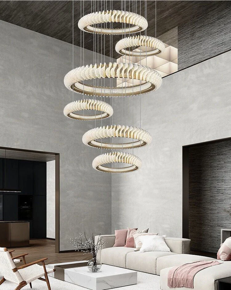 Extra Large Multi-layers Rings Crystal Chandelier Modern Art Waves Creative Pendant Light For High-ciling Foyer/Hallway/Staircase - Image 17