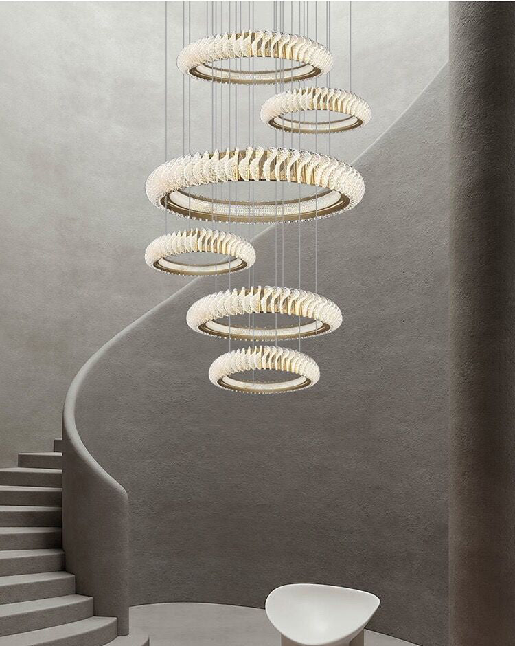 Extra Large Multi-layers Rings Crystal Chandelier Modern Art Waves Creative Pendant Light For High-ciling Foyer/Hallway/Staircase - Image 18