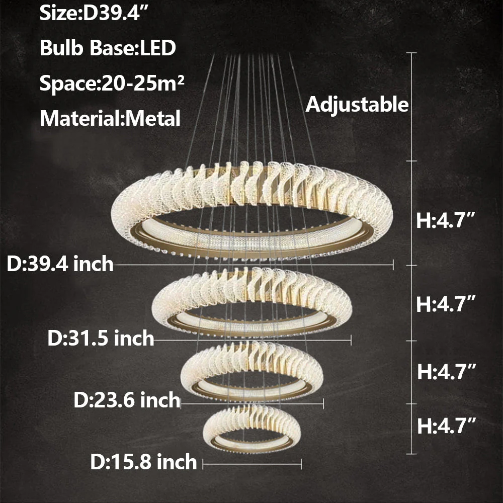 Extra Large Multi-layers Rings Crystal Chandelier Modern Art Waves Creative Pendant Light For High-ciling Foyer/Hallway/Staircase - Image 20