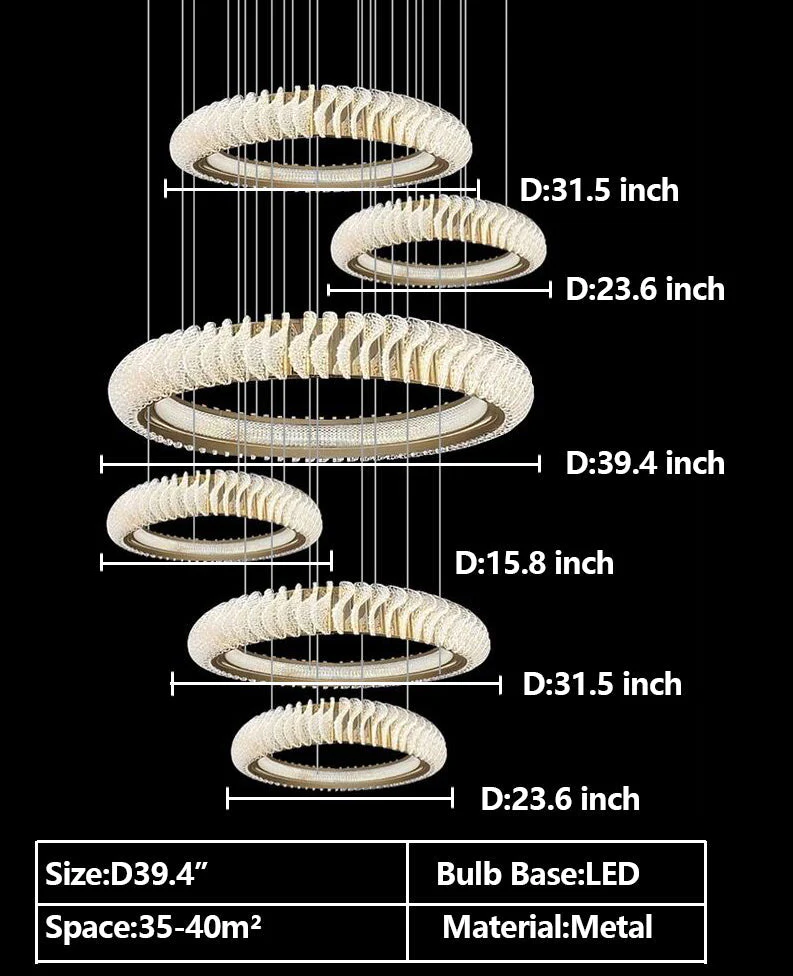 Extra Large Multi-layers Rings Crystal Chandelier Modern Art Waves Creative Pendant Light For High-ciling Foyer/Hallway/Staircase - Image 24