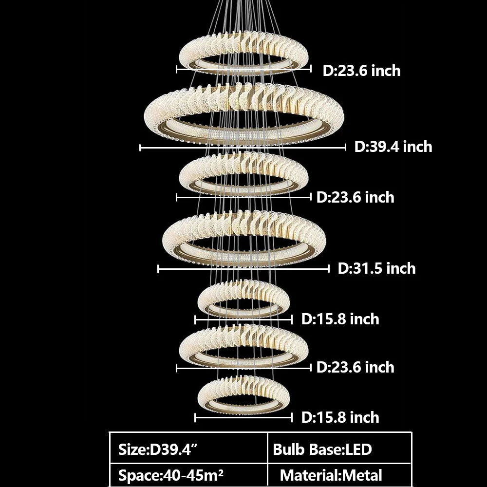 Extra Large Multi-layers Rings Crystal Chandelier Modern Art Waves Creative Pendant Light For High-ciling Foyer/Hallway/Staircase - Image 25