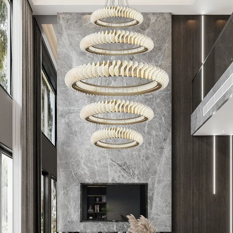 Extra Large Multi-layers Rings Crystal Chandelier Modern Art Waves Creative Pendant Light For High-ciling Foyer/Hallway/Staircase - Image 3