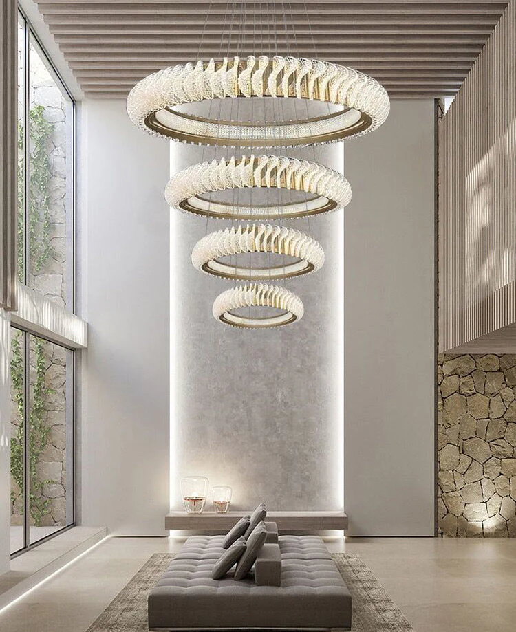 Extra Large Multi-layers Rings Crystal Chandelier Modern Art Waves Creative Pendant Light For High-ciling Foyer/Hallway/Staircase - Image 7