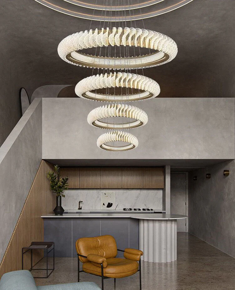 Extra Large Multi-layers Rings Crystal Chandelier Modern Art Waves Creative Pendant Light For High-ciling Foyer/Hallway/Staircase - Image 8