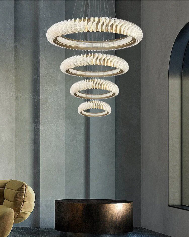 Extra Large Multi-layers Rings Crystal Chandelier Modern Art Waves Creative Pendant Light For High-ciling Foyer/Hallway/Staircase - Image 9