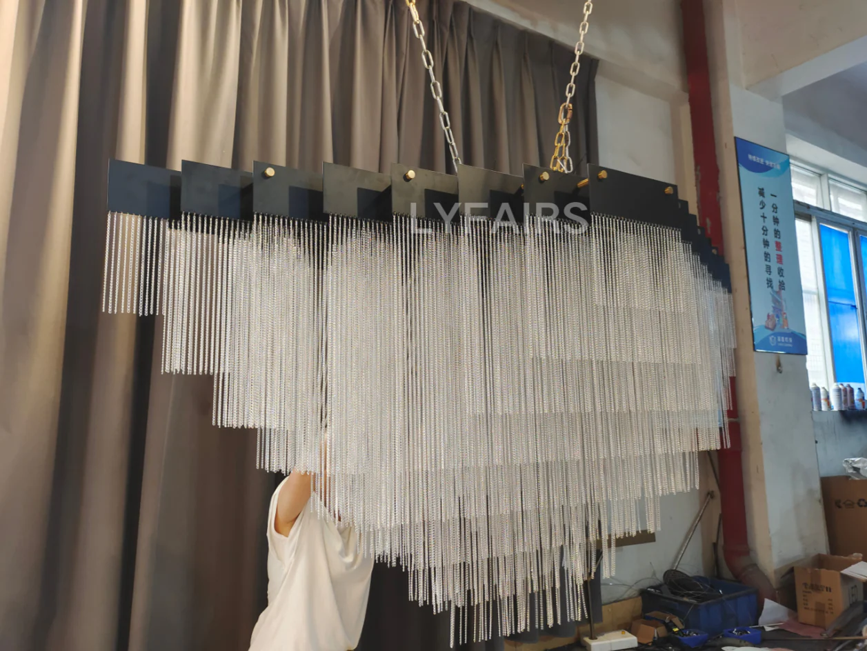 Extra Large Multi-tier Aluminum Tassel Chain Art Chandelier for Villa/Stairs/Foyer/Living Room - Image 3