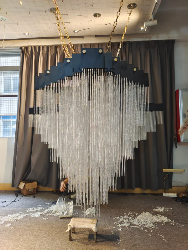Extra Large Multi-tier Aluminum Tassel Chain Art Chandelier for Villa/Stairs/Foyer/Living Room - Image 4