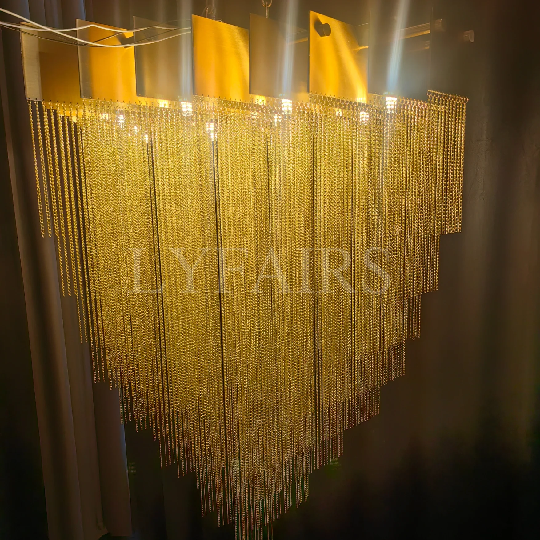 Extra Large Multi-tier Aluminum Tassel Chain Art Chandelier for Villa/Stairs/Foyer/Living Room - Image 8