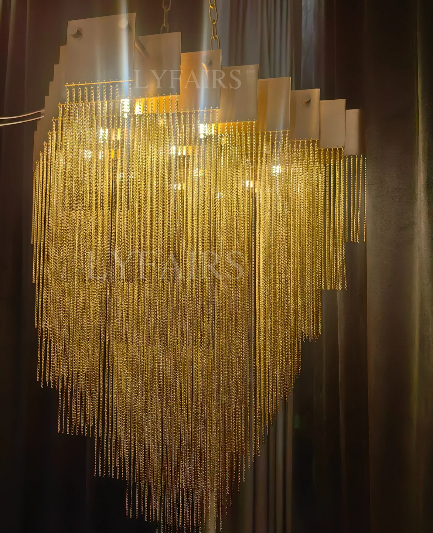 Extra Large Multi-tier Aluminum Tassel Chain Art Chandelier for Villa/Stairs/Foyer/Living Room - Image 9
