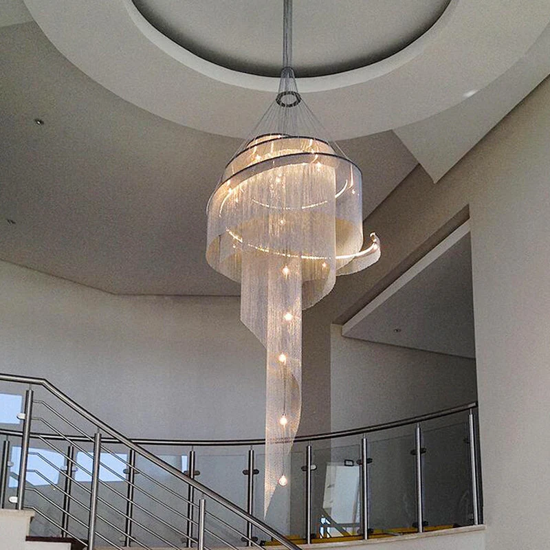 Extra Large Multi-layered Post-Modern Luxury Metal Chains Chandelier for High-ceiling Room - Image 10