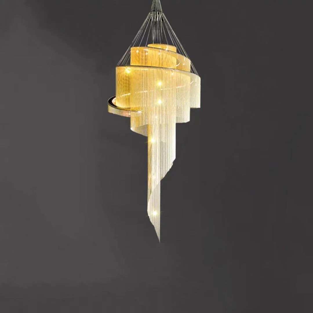 Extra Large Multi-layered Post-Modern Luxury Metal Chains Chandelier for High-ceiling Room - Image 11