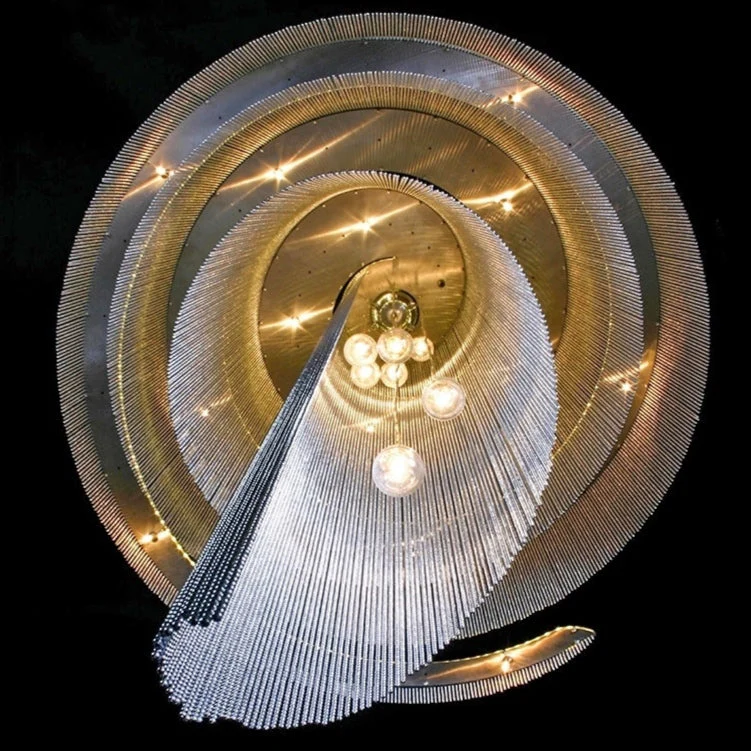 Extra Large Multi-layered Post-Modern Luxury Metal Chains Chandelier for High-ceiling Room - Image 12