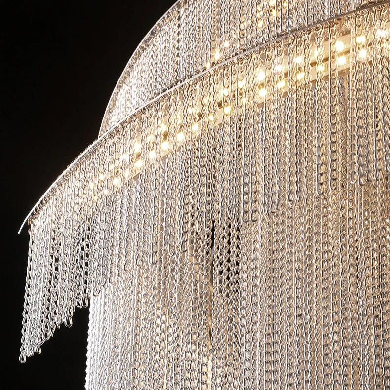 Extra Large Multi-layered Post-Modern Luxury Metal Chains Chandelier for High-ceiling Room - Image 15