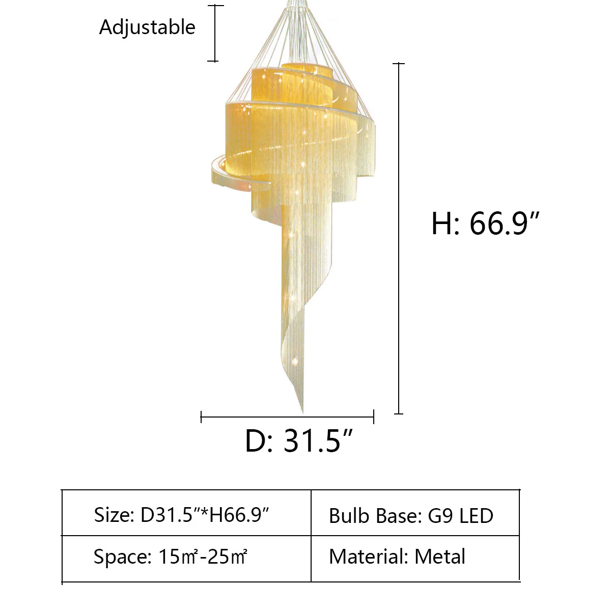 Extra Large Multi-layered Post-Modern Luxury Metal Chains Chandelier for High-ceiling Room - Image 16