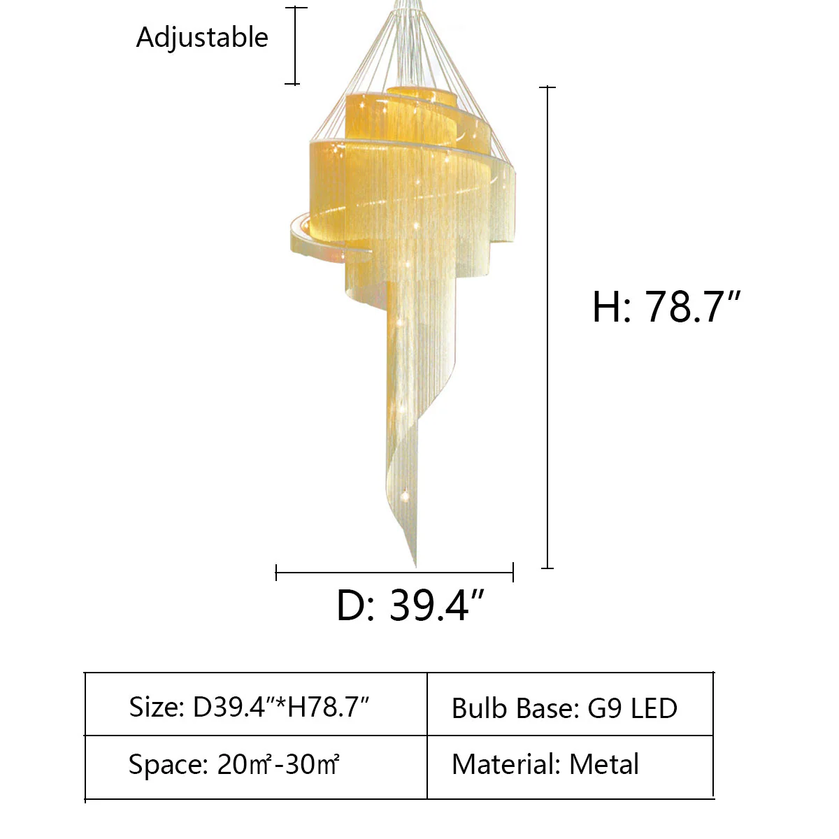 Extra Large Multi-layered Post-Modern Luxury Metal Chains Chandelier for High-ceiling Room - Image 17