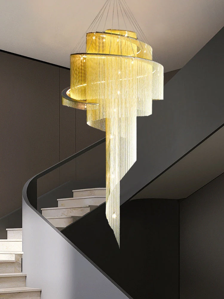 Extra Large Multi-layered Post-Modern Luxury Metal Chains Chandelier for High-ceiling Room - Image 3