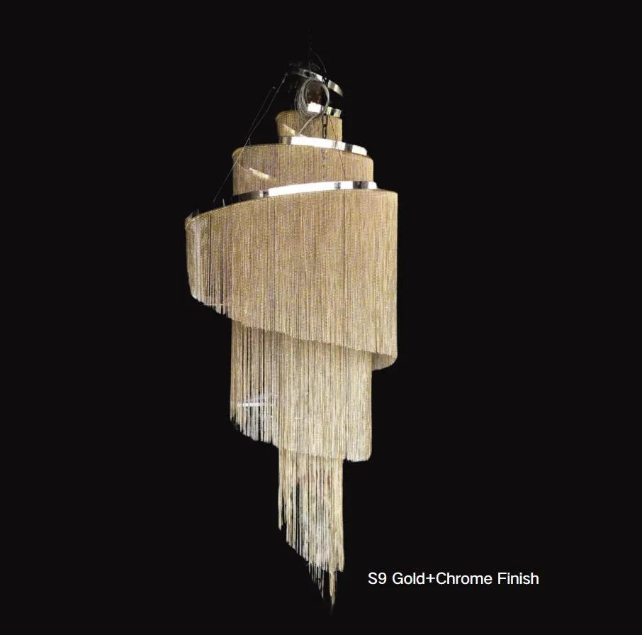 Extra Large Multi-layered Post-Modern Luxury Metal Chains Chandelier for High-ceiling Room - Image 6
