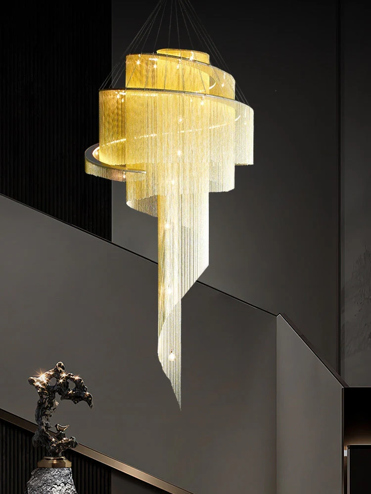 Extra Large Multi-layered Post-Modern Luxury Metal Chains Chandelier for High-ceiling Room - Image 7