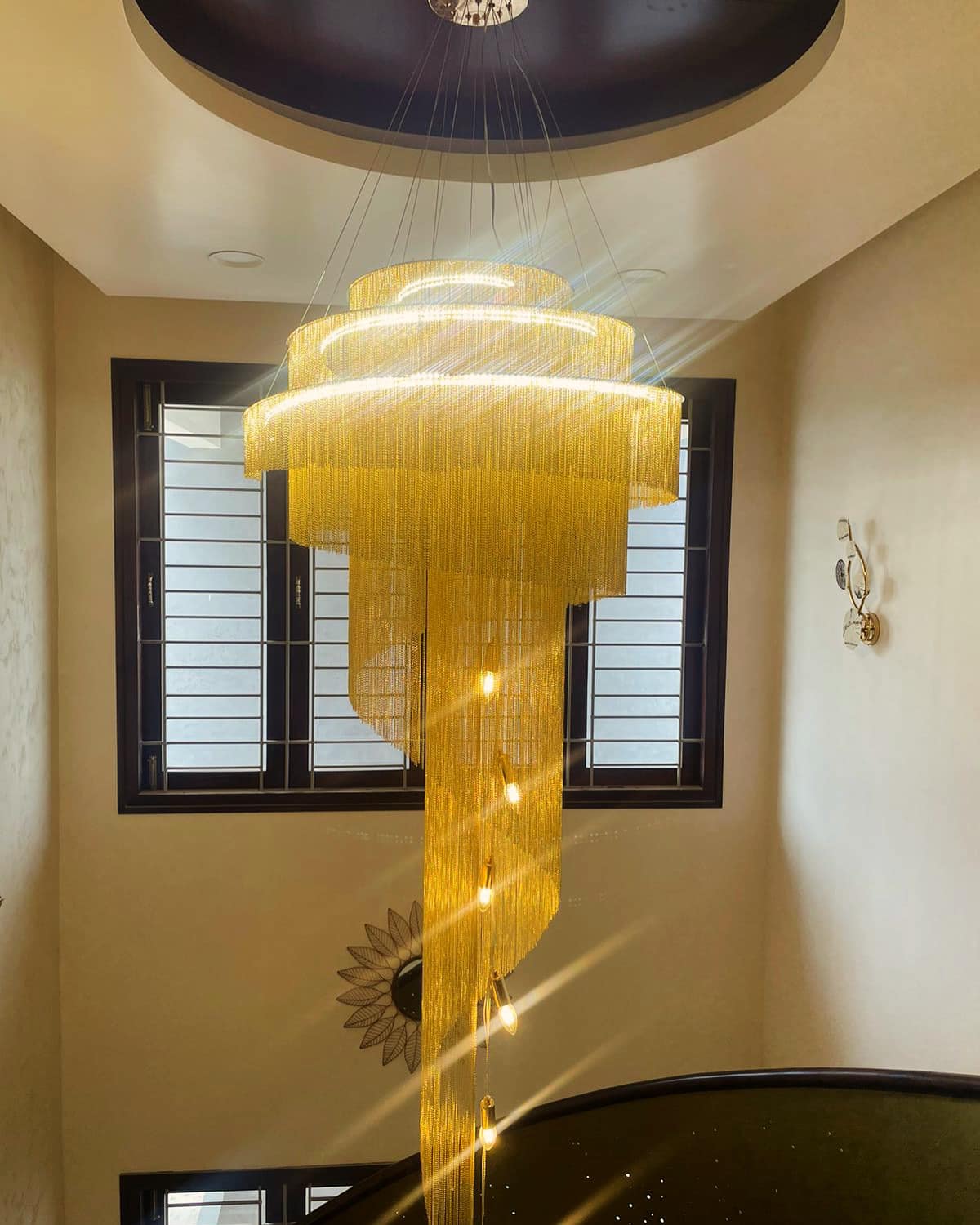 Extra Large Multi-layered Post-Modern Luxury Metal Chains Chandelier for High-ceiling Room - Image 9