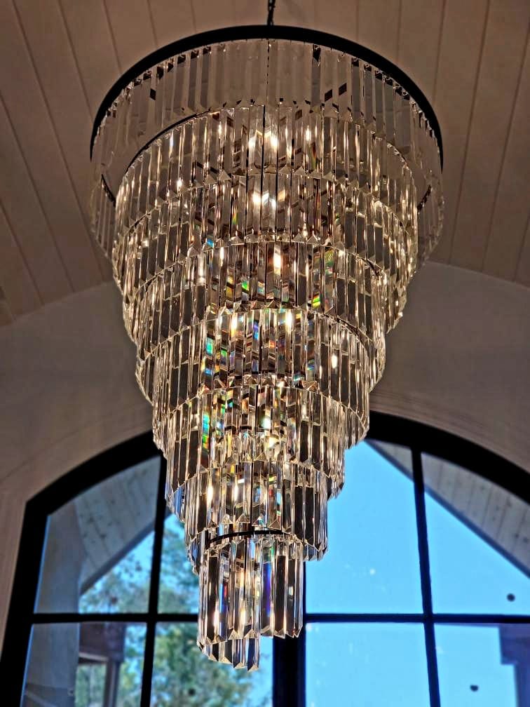 Extra Large Multi-Tiered  Spiral Crystal Chandelier In Black Finish - Image 2