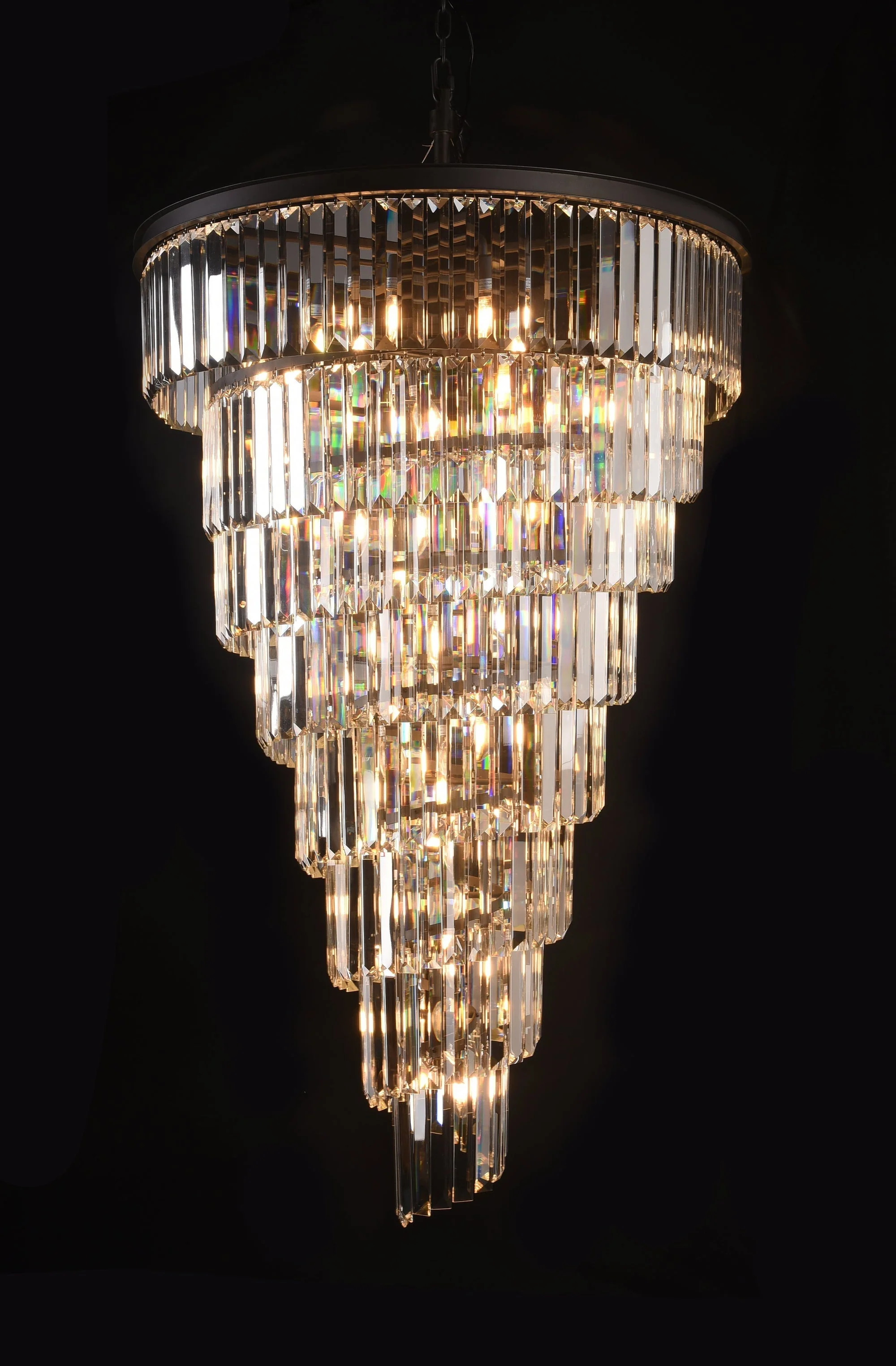 Extra Large Multi-Tiered  Spiral Crystal Chandelier In Black Finish - Image 4