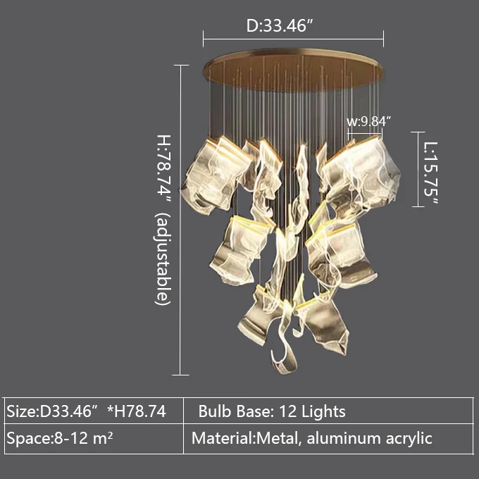 Extra Large Modern Acrylic Chandelier for Staircase/Foyer/Villa/Hall - Image 11