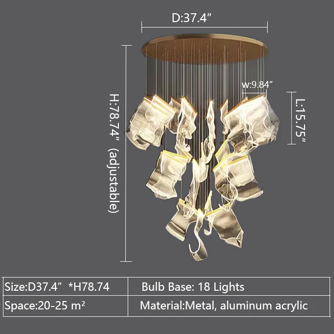 Extra Large Modern Acrylic Chandelier for Staircase/Foyer/Villa/Hall - Image 12