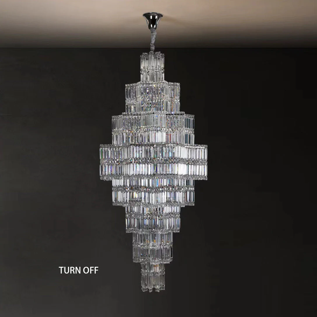 Extra Large Plaza Hall  Multi-Tier Crystal Chandelier Foyer Living Room Staircase Ceiling Lighting Fixture  In Chrome/ Silver Finish - Image 11