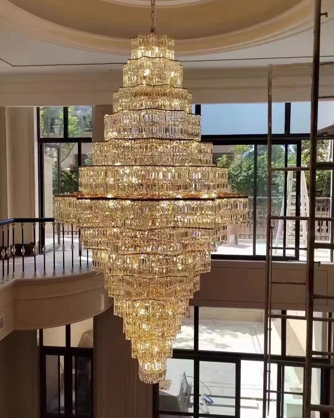Extra Large Plaza Hall  Multi-Tier Crystal Chandelier Foyer Living Room Staircase Ceiling Lighting Fixture  In Chrome/ Silver Finish - Image 12