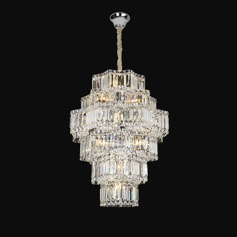 Extra Large Plaza Hall  Multi-Tier Crystal Chandelier Foyer Living Room Staircase Ceiling Lighting Fixture  In Chrome/ Silver Finish - Image 2