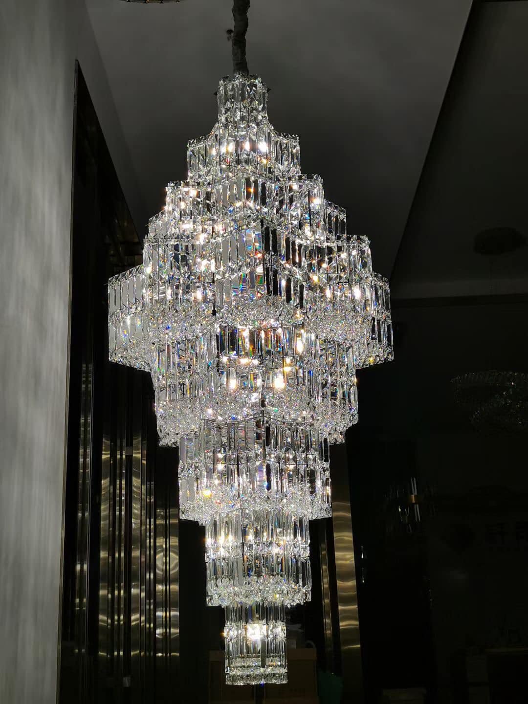 Extra Large Plaza Hall  Multi-Tier Crystal Chandelier Foyer Living Room Staircase Ceiling Lighting Fixture  In Chrome/ Silver Finish - Image 5