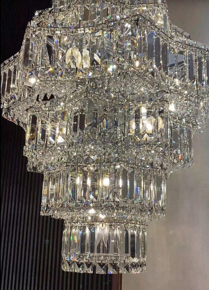 Extra Large Plaza Hall  Multi-Tier Crystal Chandelier Foyer Living Room Staircase Ceiling Lighting Fixture  In Chrome/ Silver Finish - Image 7