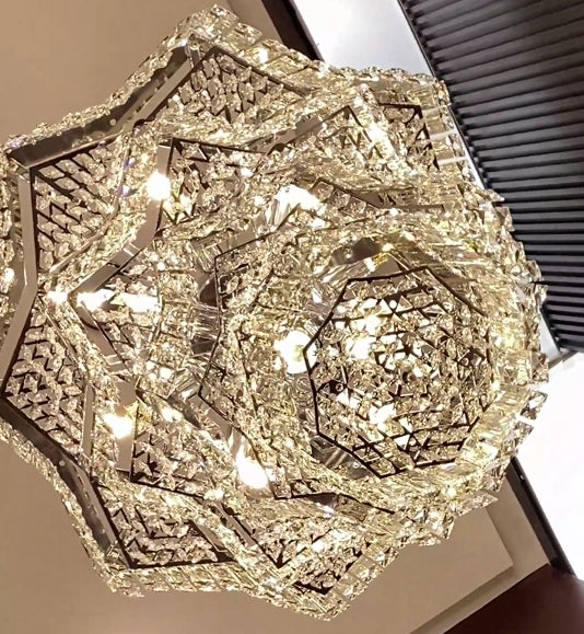 Extra Large Plaza Hall  Multi-Tier Crystal Chandelier Foyer Living Room Staircase Ceiling Lighting Fixture  In Chrome/ Silver Finish - Image 9